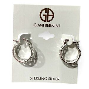 NWT! Giani Bernini Sterling Silver Hoop Earrings Textured Design